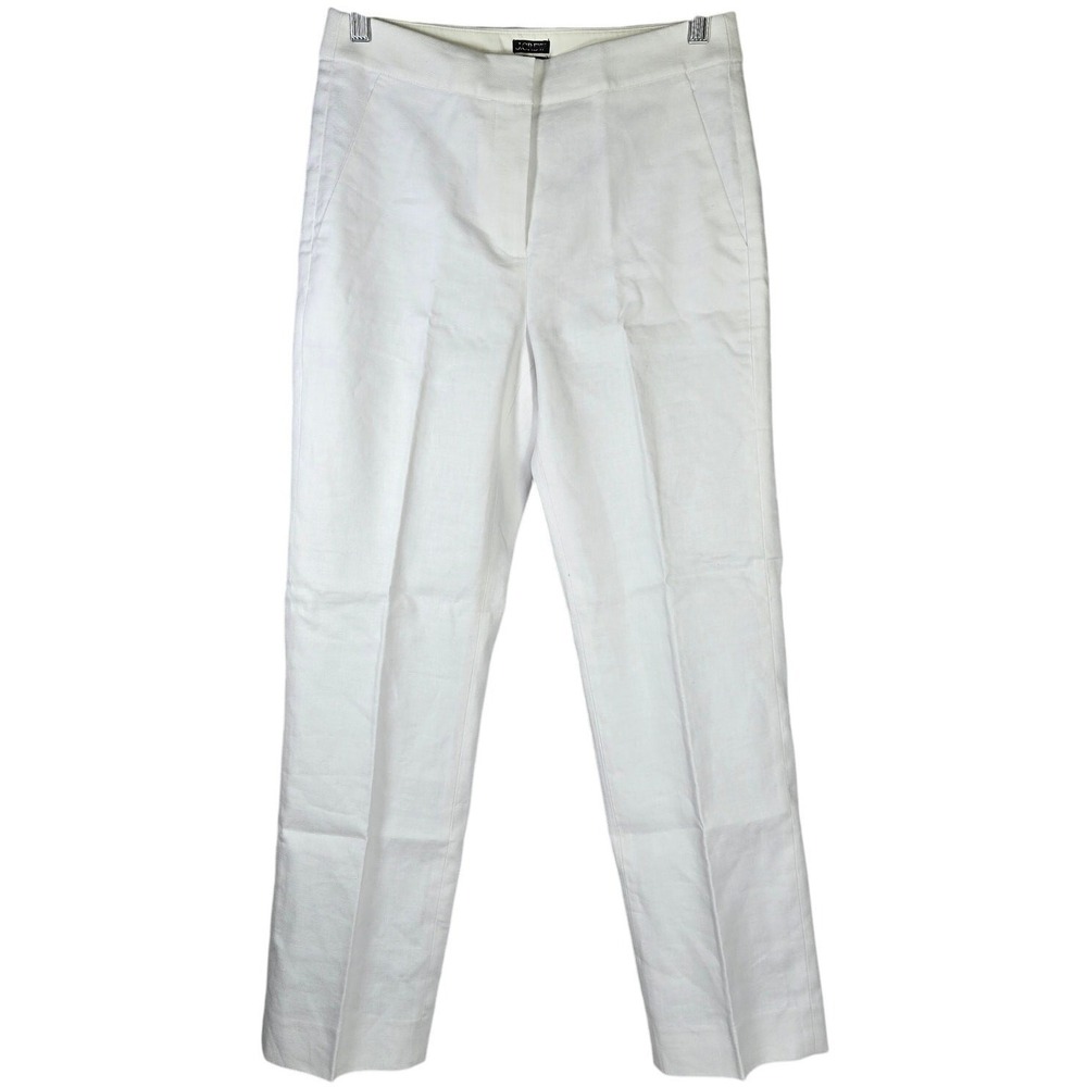 J. Crew Kate‎ straight-leg pant in stretch linen blend White 2 BF407 NIB